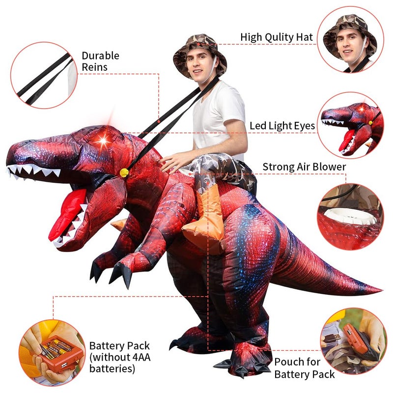 GOOSH Inflatable Dinosaur Costume Adults Halloween Blow up Costumes for Men Women Riding T Rex Air Costume for Party Cosplay - Image 5